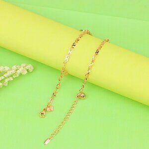"Rose Gold Anklet with Fan, Star & Circle Charms, XPAL1174